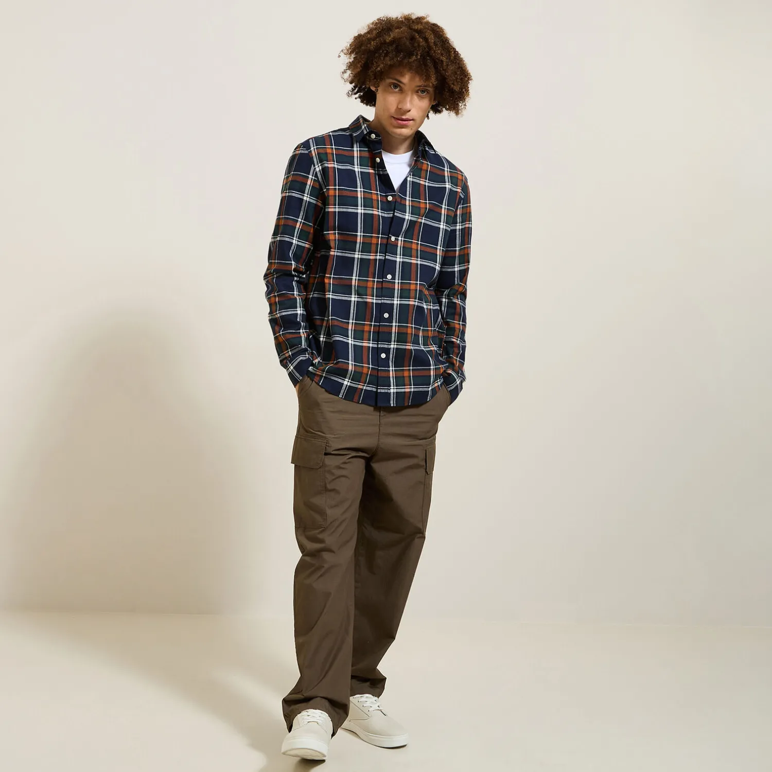 Jules Chemise en coton flanelle à carreaux- Chemise