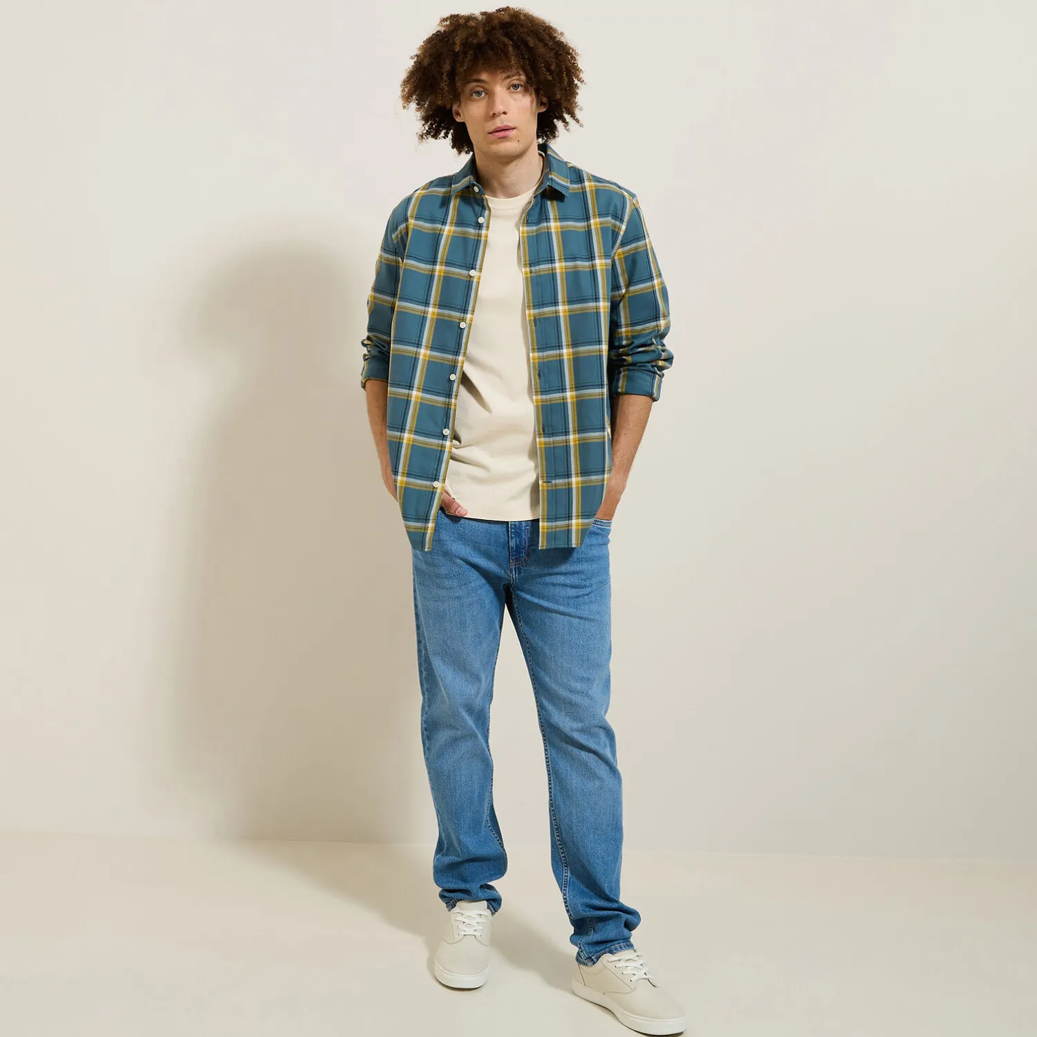 Jules Chemise en coton flanelle à carreaux- Chemise