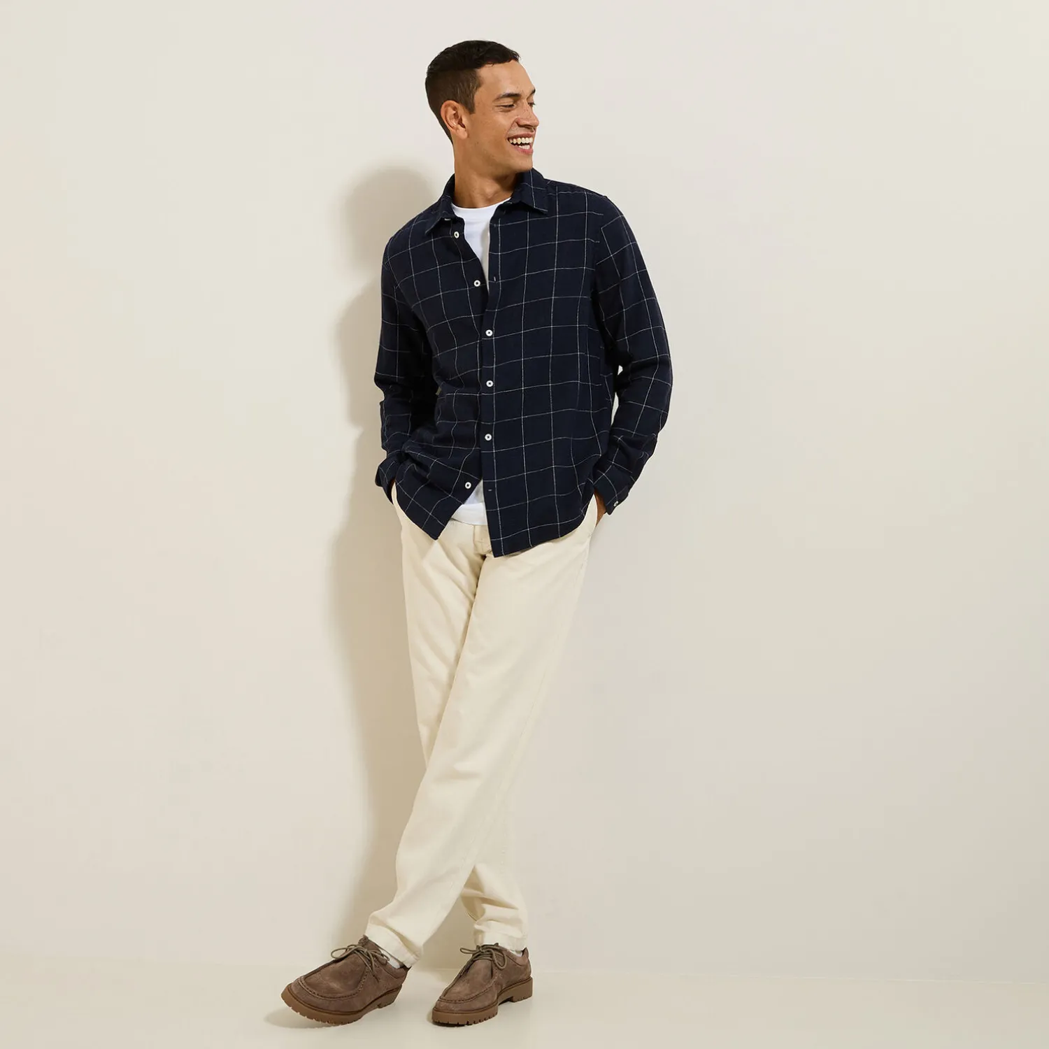 Jules Chemise en coton flanelle à carreaux- Chemise