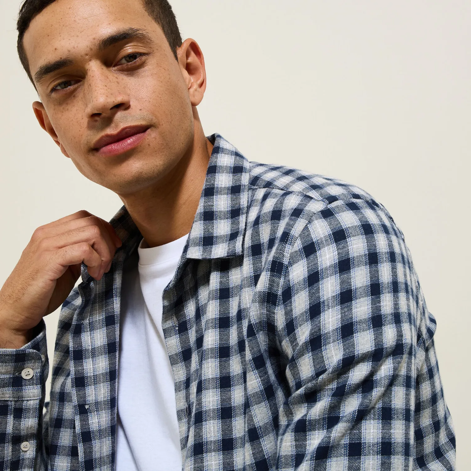 Jules Chemise en coton flanelle à carreaux- Chemise