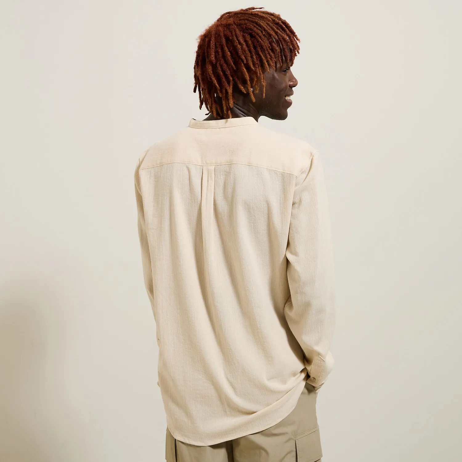 Jules Chemise en coton lin col mao- Chemise