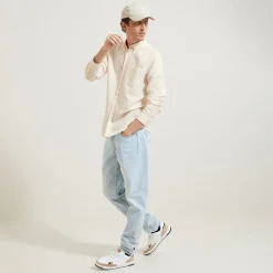 Jules Chemise en coton lin rayée col boutonné- Chemise