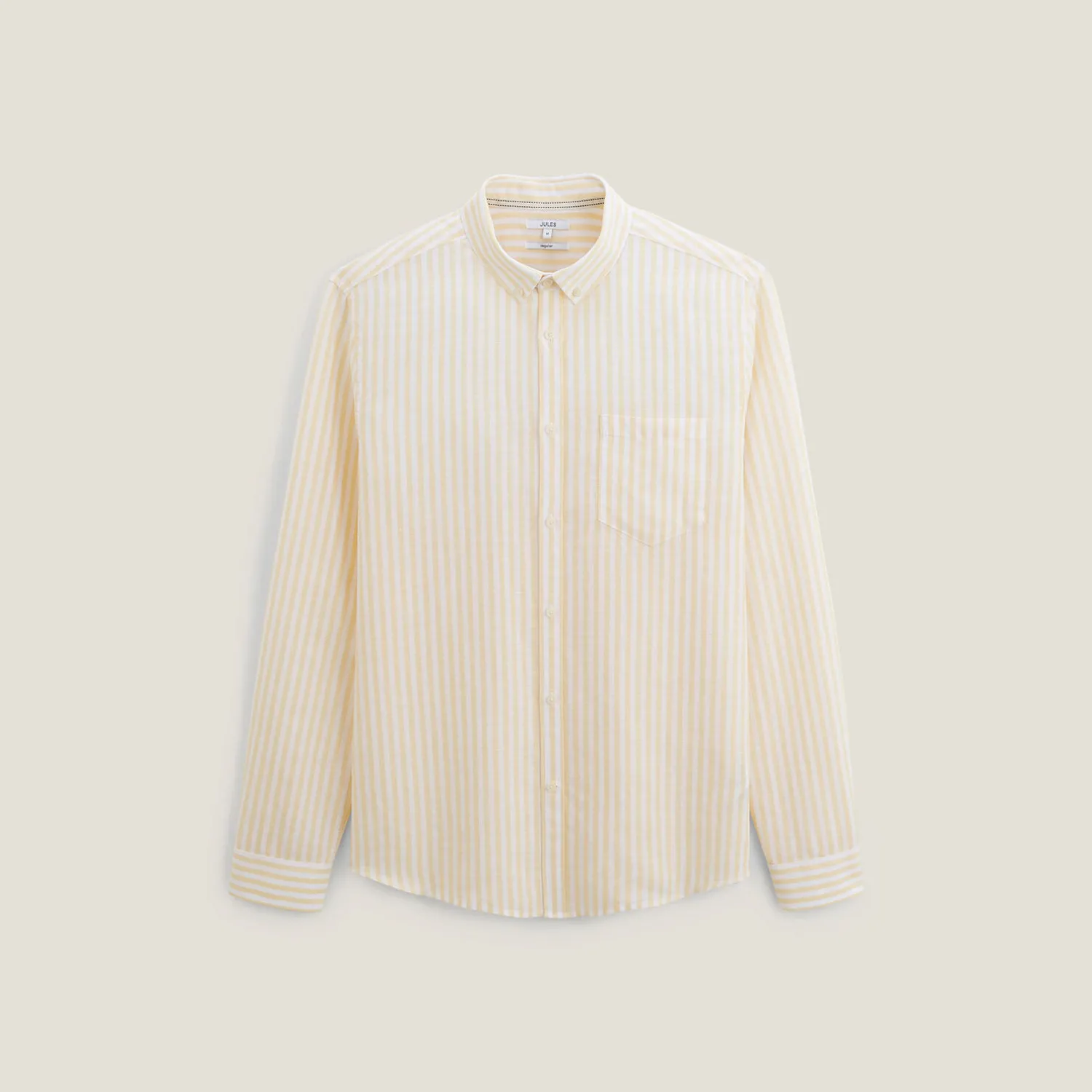 Jules Chemise en coton lin rayée col boutonné- Chemise