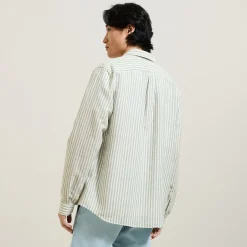 Jules Chemise en coton lin rayée col boutonné- Chemise