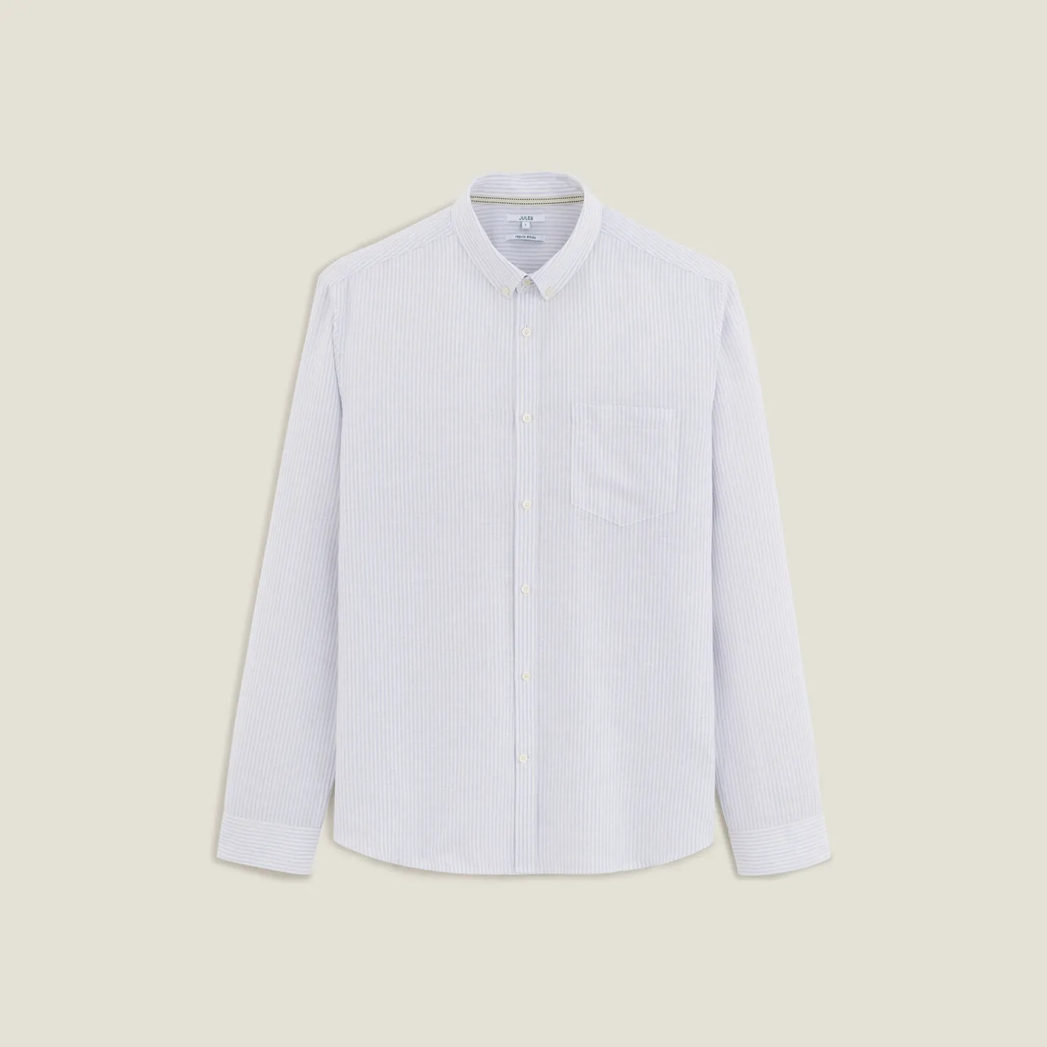Jules Chemise en coton lin rayée col boutonné- Chemise