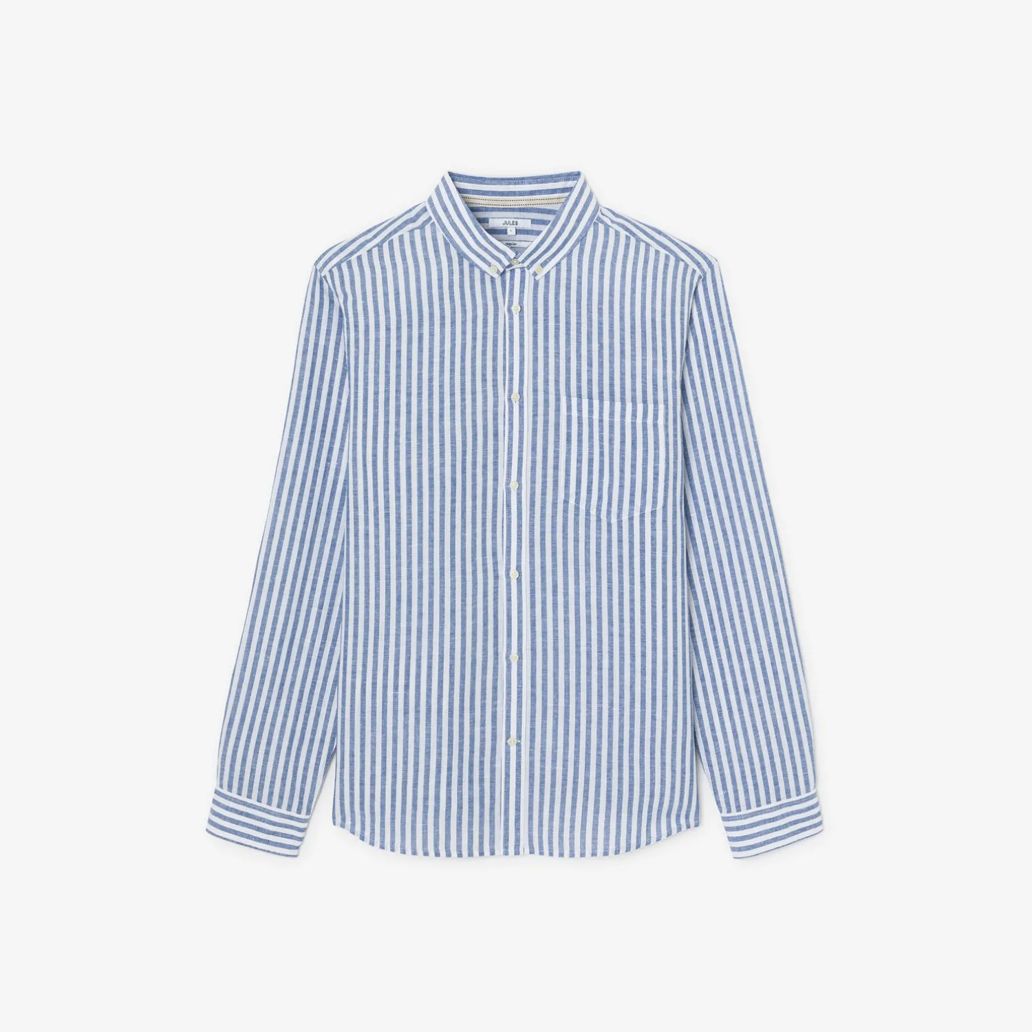 Jules Chemise en coton lin rayée col boutonné- Chemise