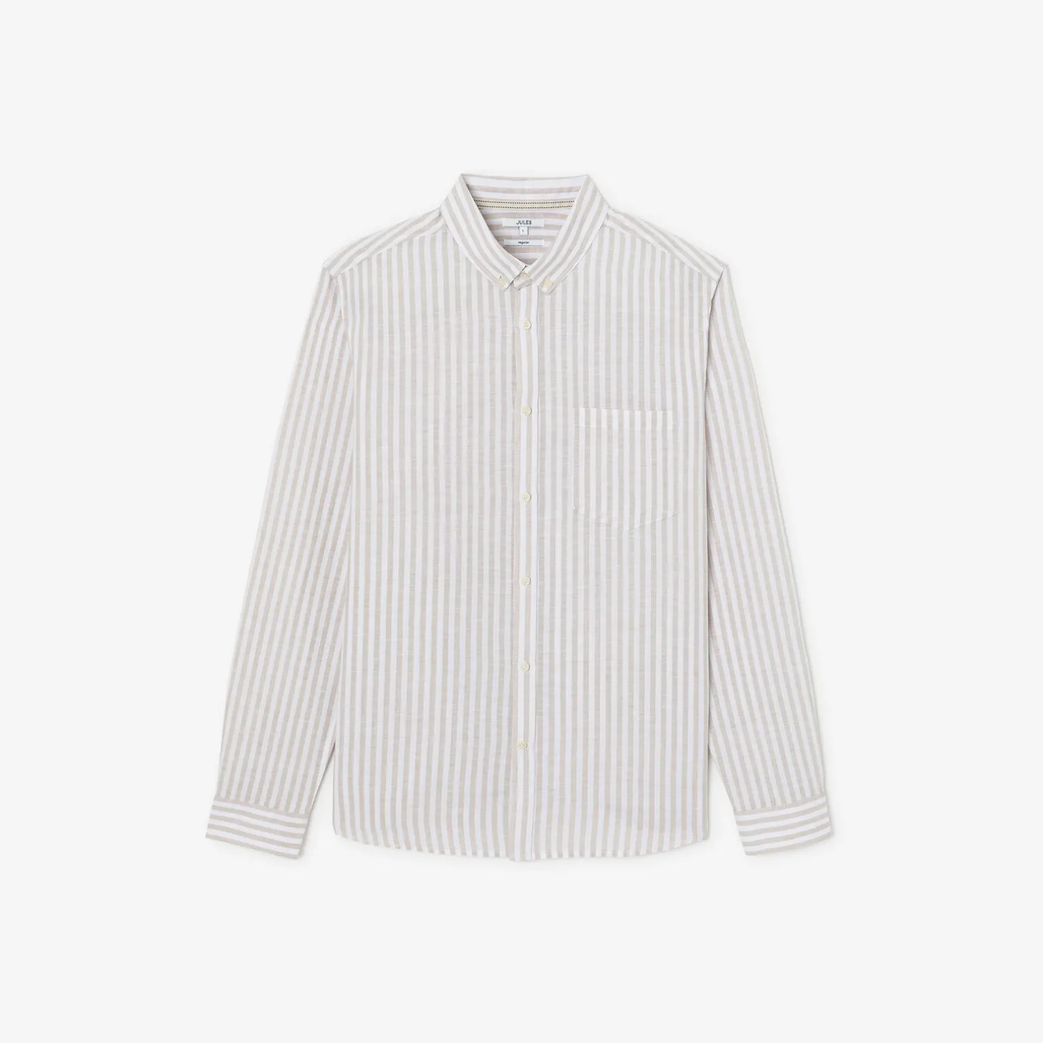 Jules Chemise en coton lin rayée col boutonné- Chemise