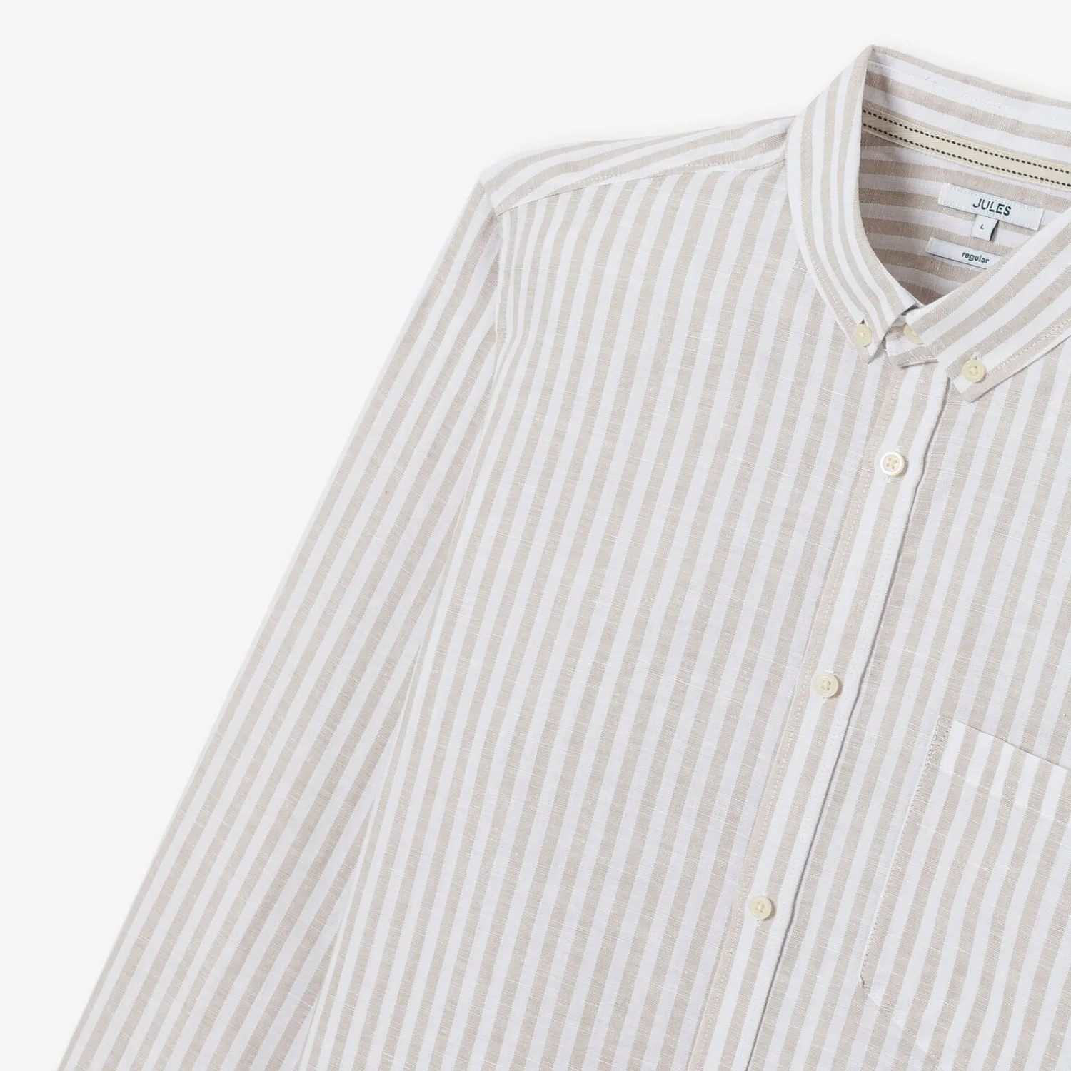 Jules Chemise en coton lin rayée col boutonné- Chemise