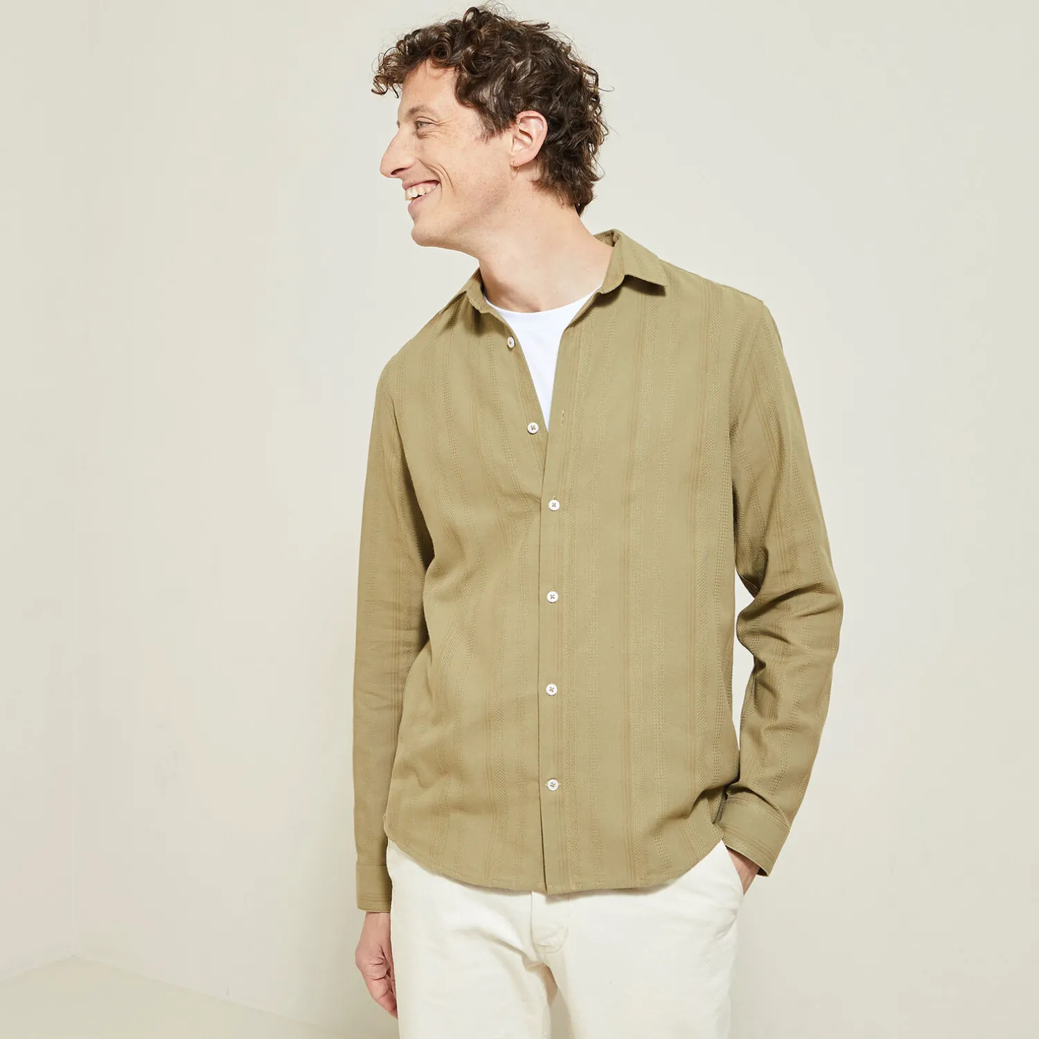 Jules Chemise en coton matière texturée- Chemise