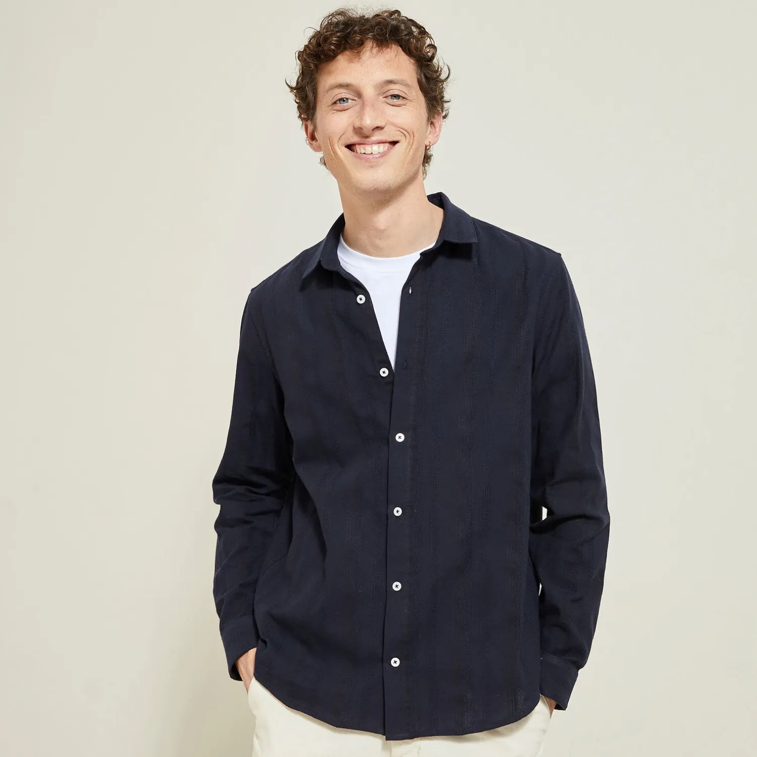 Jules Chemise en coton matière texturée- Chemise