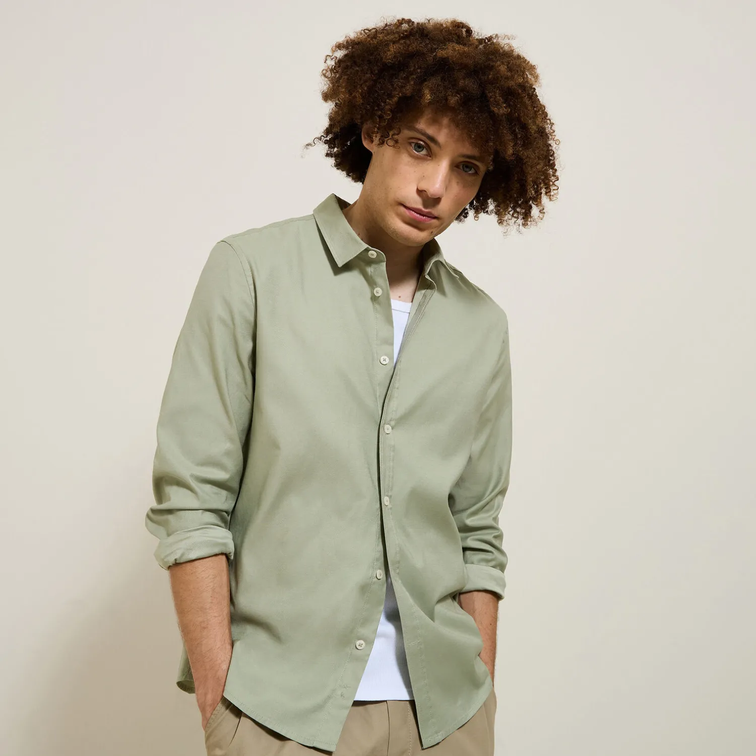 Jules Chemise en coton piqué unie- Chemise