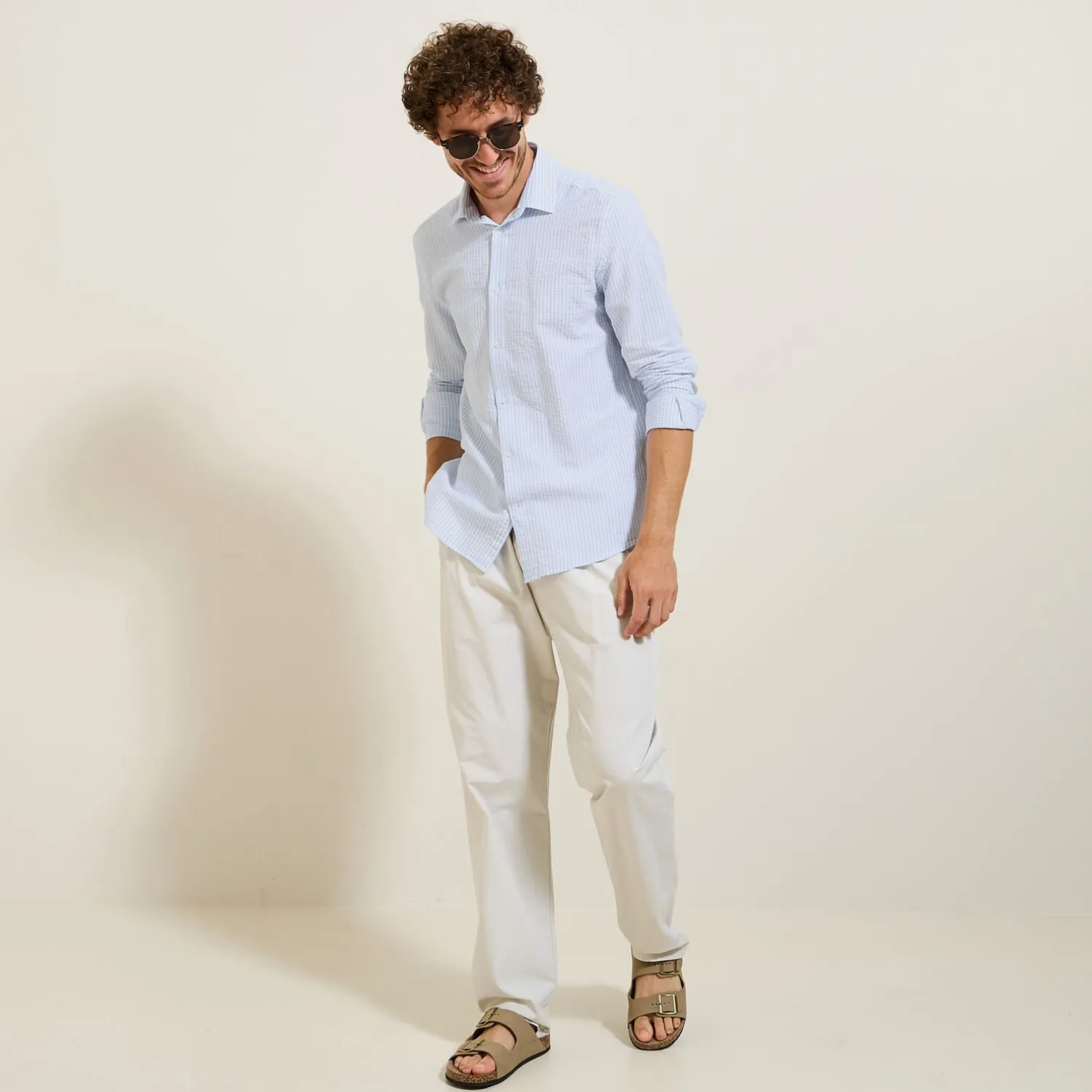 Jules Chemise en coton seersucker rayée- Smart Casual|Chemise Formelle