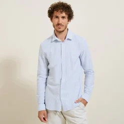 Jules Chemise en coton seersucker rayée- Smart Casual|Chemise Formelle