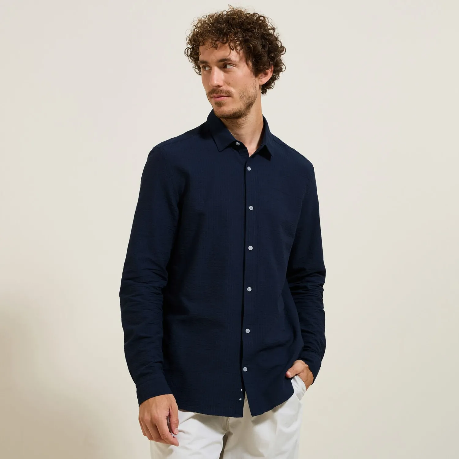 Jules Chemise en coton seersucker rayée- Smart Casual|Chemise Formelle