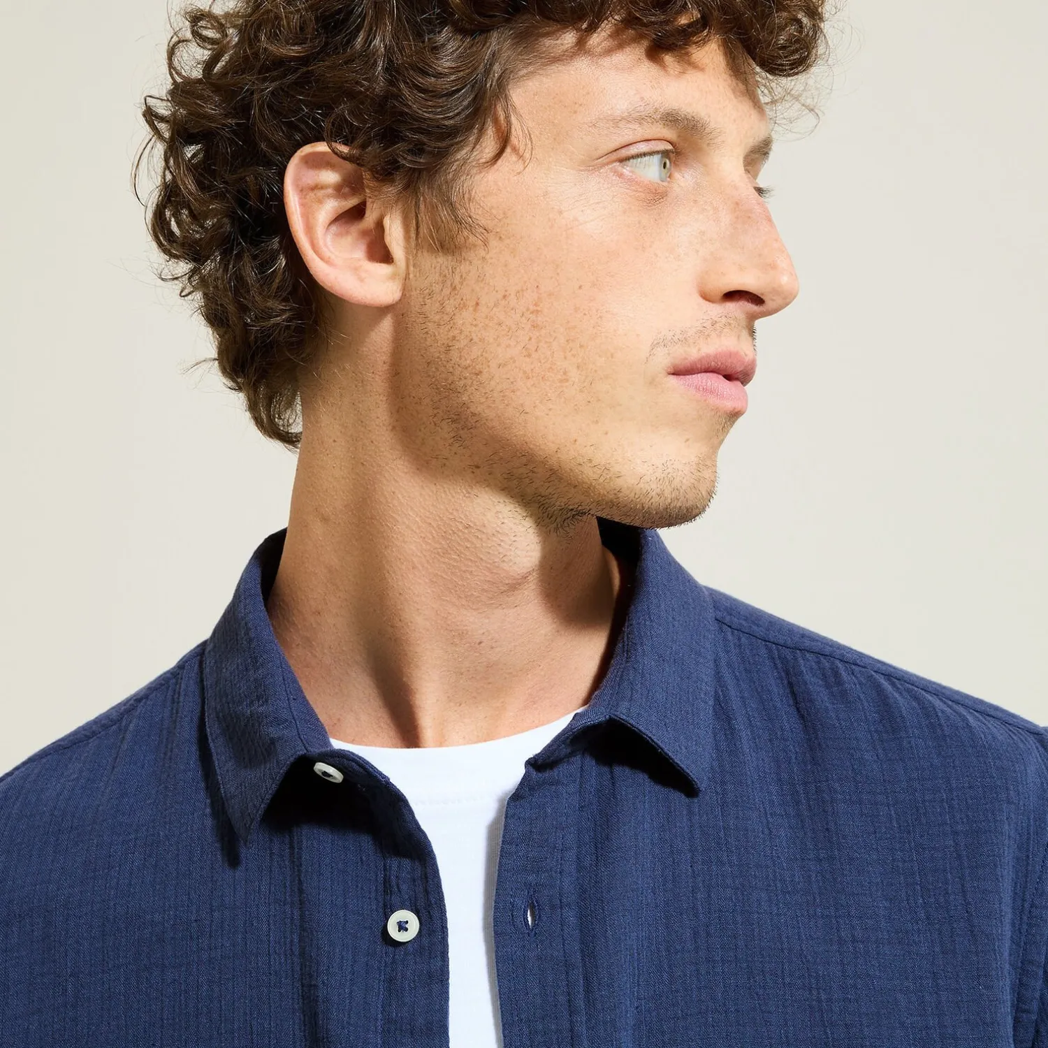 Jules Chemise en gaze de coton unie col boutonné- Smart Casual|Chemise