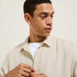 Jules Chemise en gaze de coton unie col boutonné- Chemise