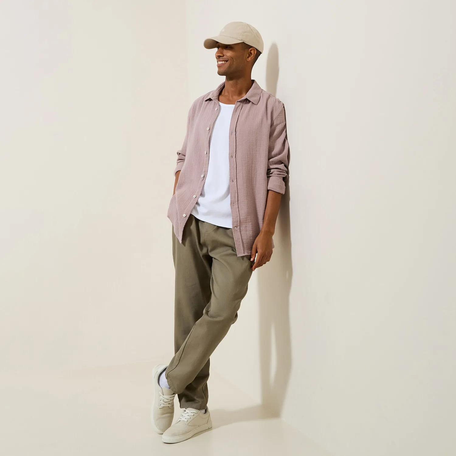 Jules Chemise en gaze de coton unie col boutonné- Chemise