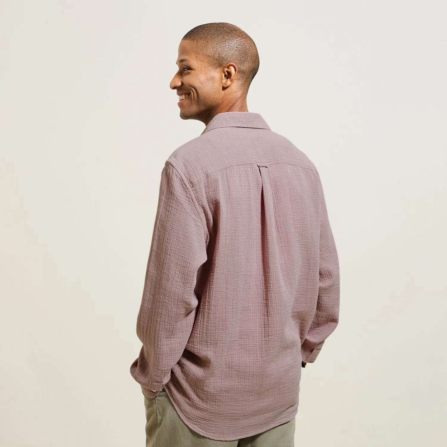 Jules Chemise en gaze de coton unie col boutonné- Chemise