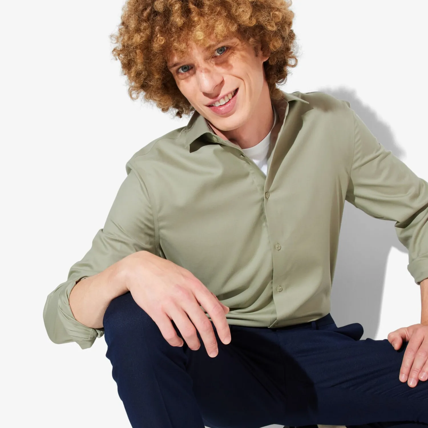 Jules Chemise sans repassage slim en coton- Chemise Repassage Facile|Chemise Formelle