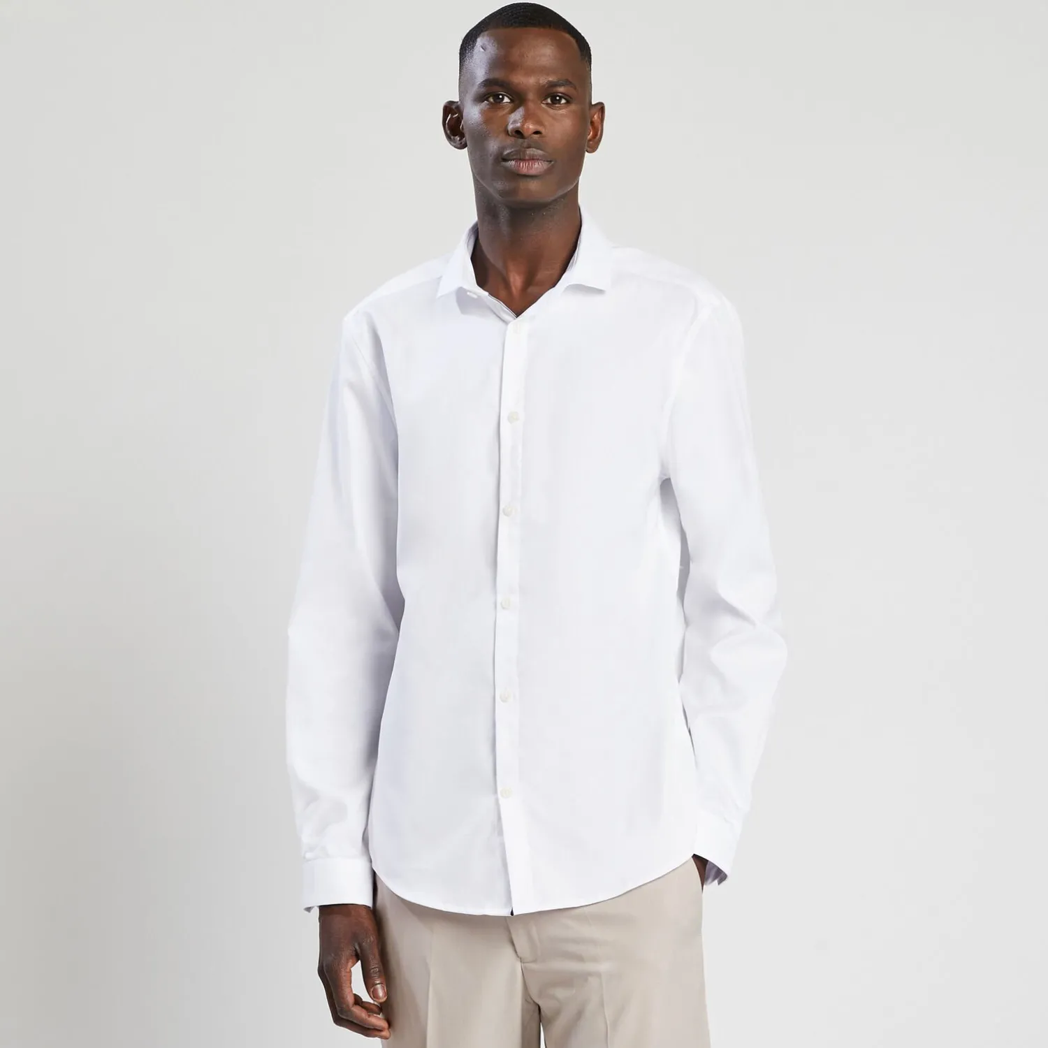 Jules Chemise slim sans repassage unie coton- Collection Mariage|Chemise Repassage Facile