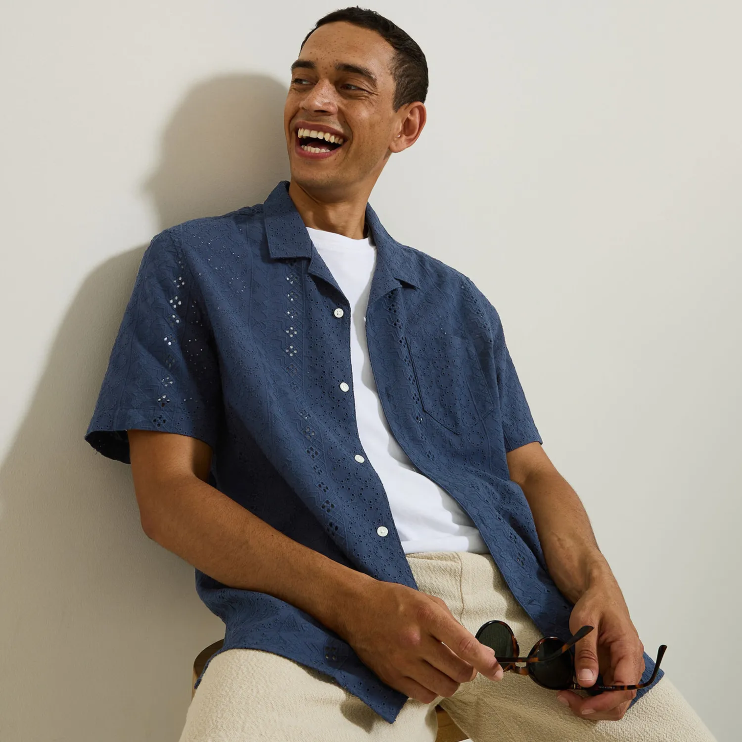 Jules Chemisette en coton broderie anglaise- Chemise