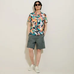 Jules Chemisette en coton col requin motif hawaïen- Chemise