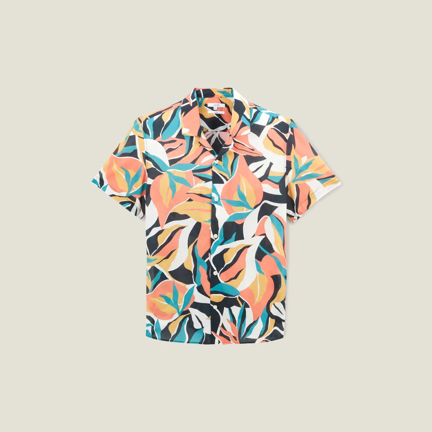 Jules Chemisette en coton col requin motif hawaïen- Chemise