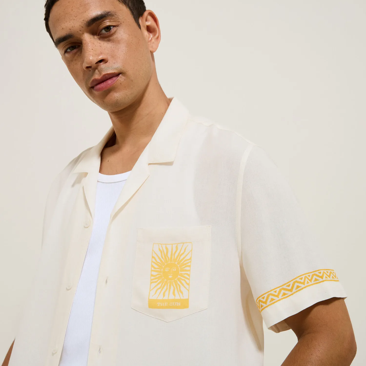 Jules Chemisette en coton imprimé placé- Chemise