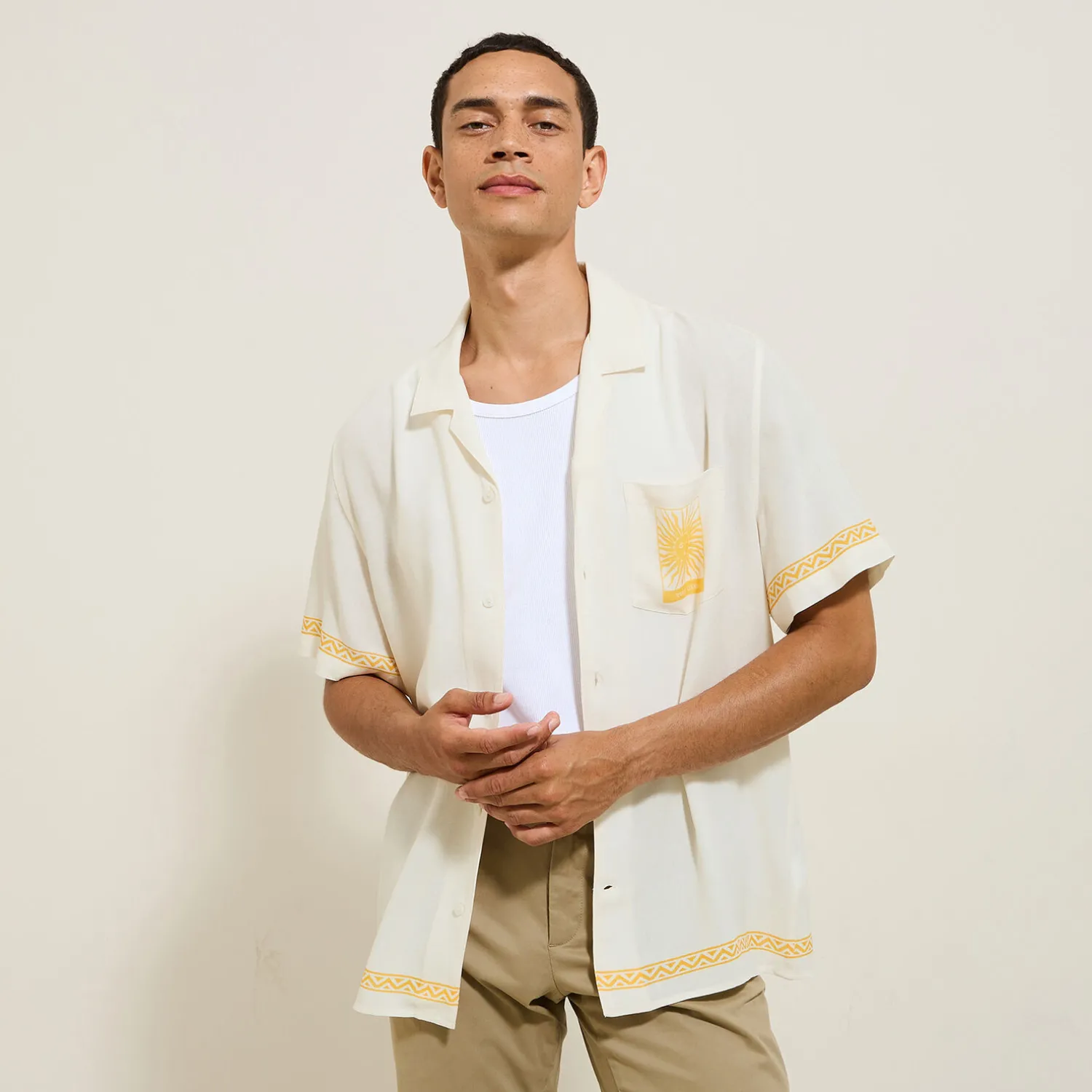 Jules Chemisette en coton imprimé placé- Chemise