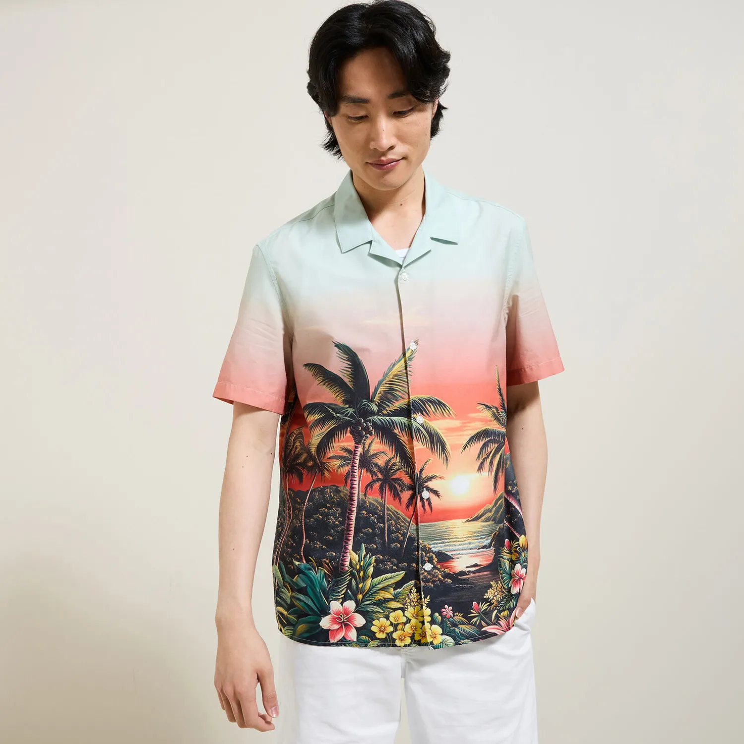 Jules Chemisette en coton imprimé hawaïen- Chemise