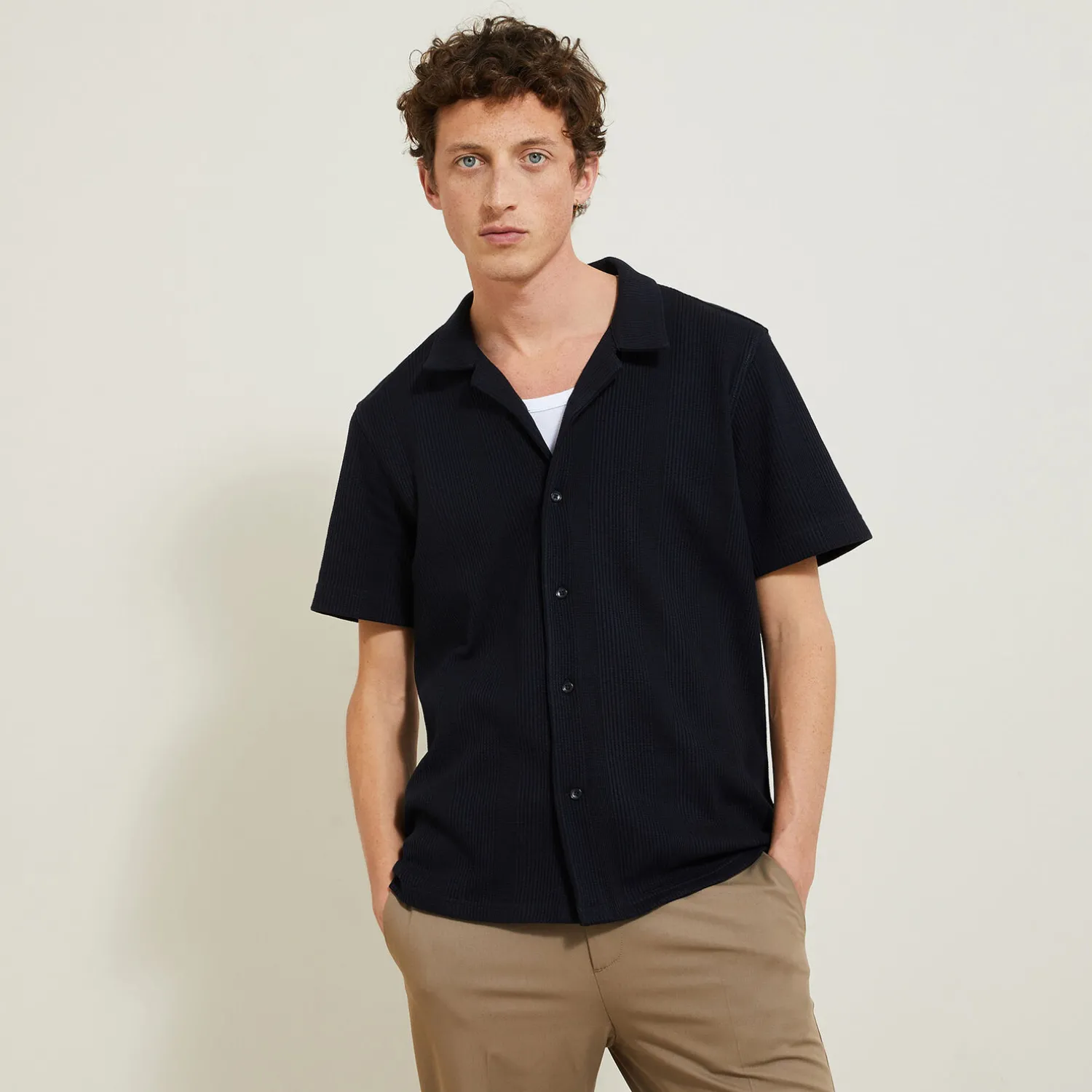 Jules Chemisette en coton matière gaufrée- Chemise