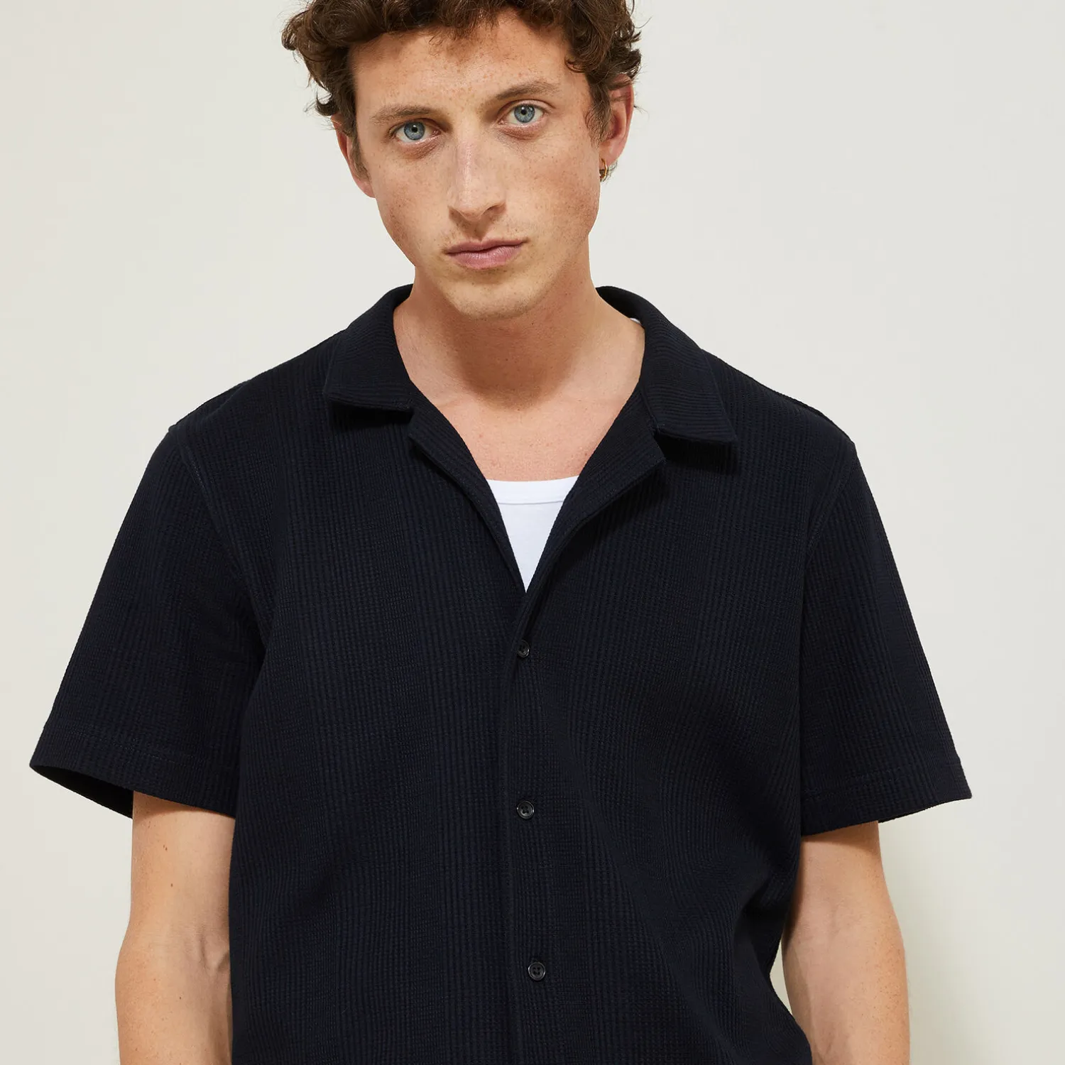 Jules Chemisette en coton matière gaufrée- Chemise