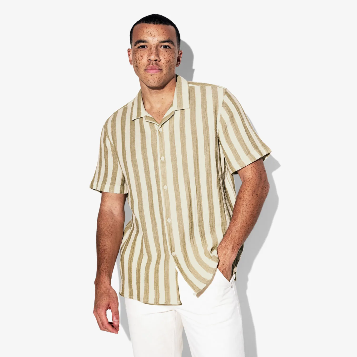 Jules Chemisette en gaze de coton rayée- Chemise