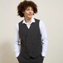 Jules Costume 3 pièces slim à carreaux  - Gris- Ensemble De Costume