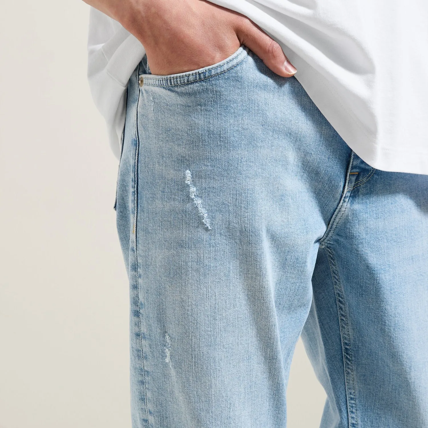 Jules Jean straight 3 longueurs délavé- Jeans Straight|Jeans