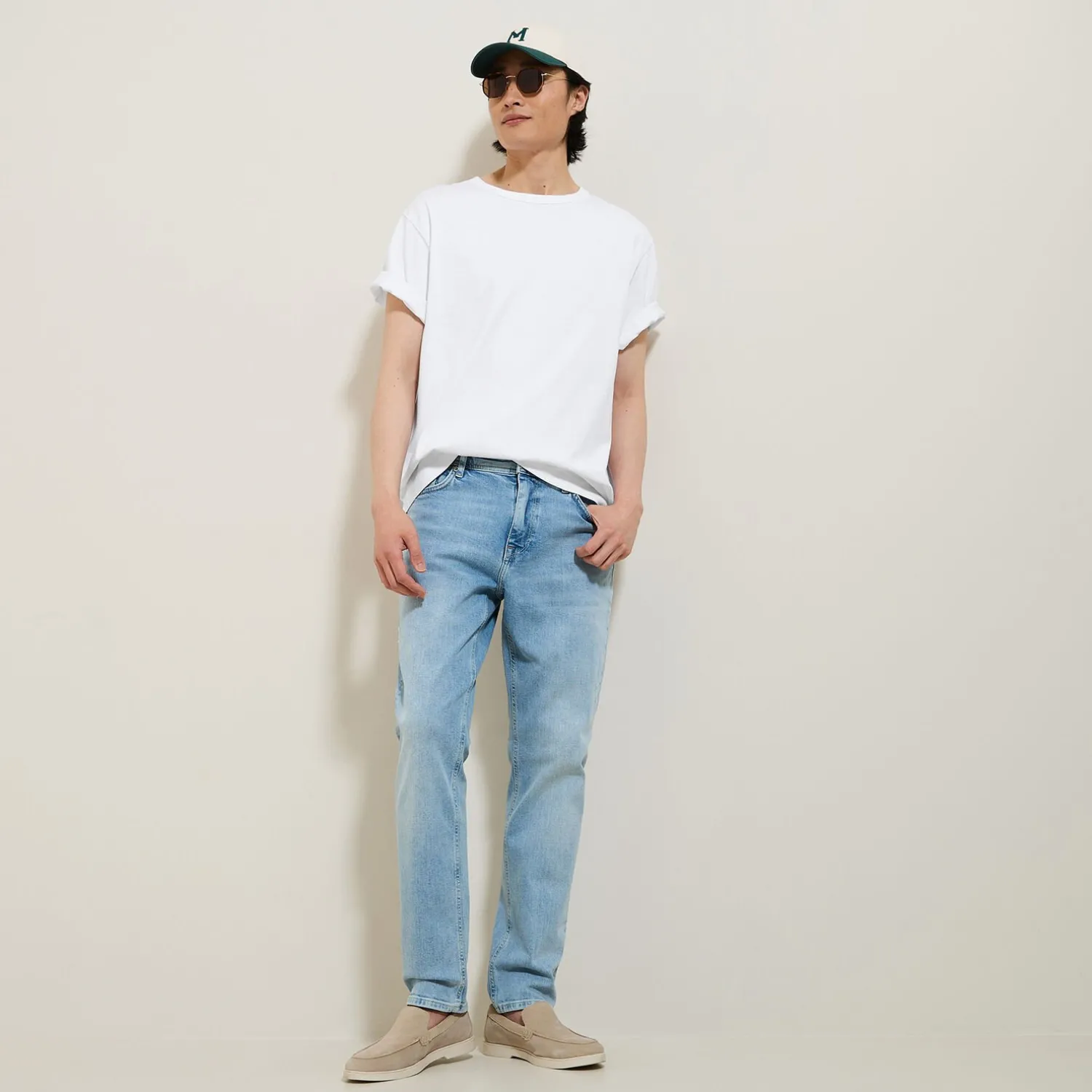 Jules Jean straight 3 longueurs délavé- Jeans Straight|Jeans