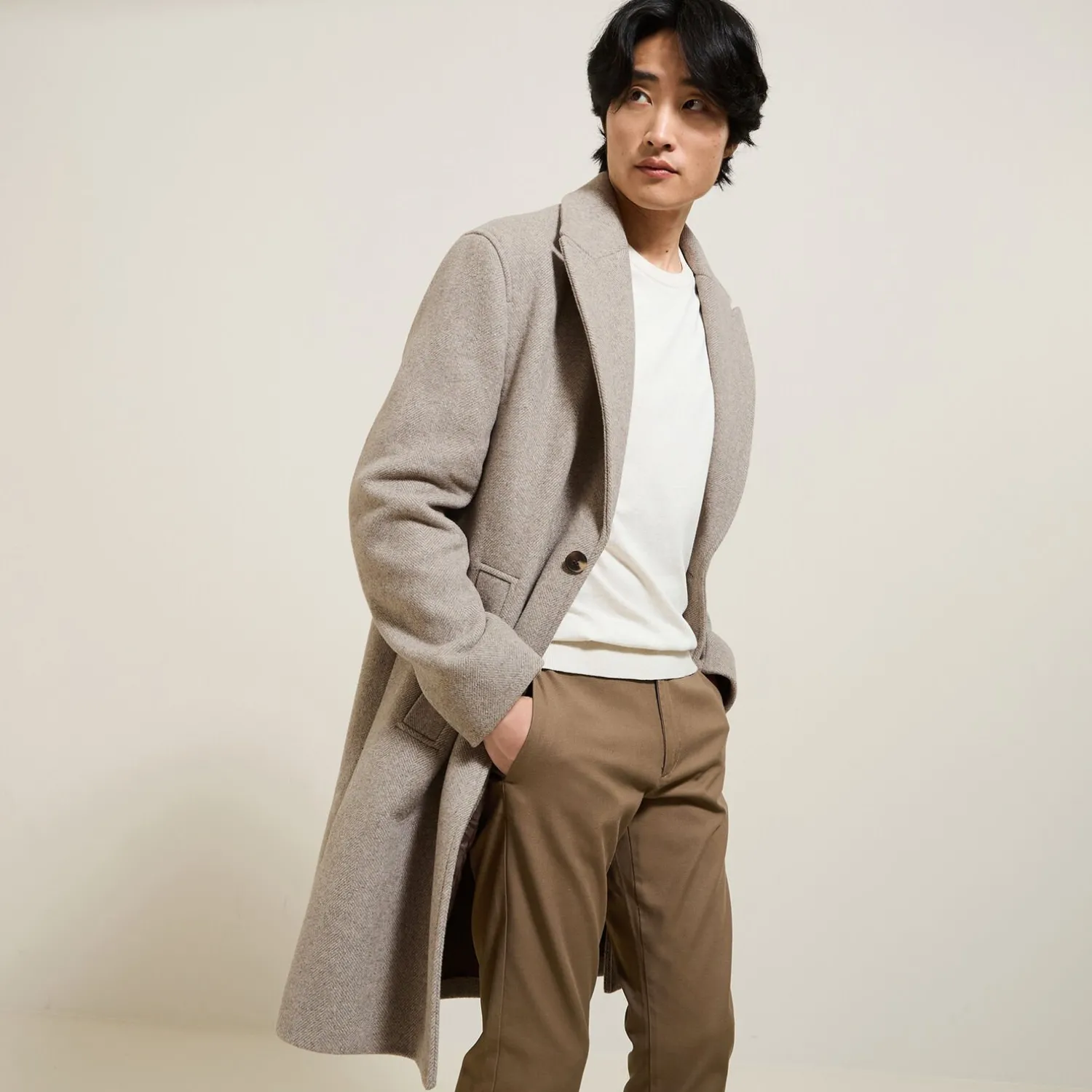 Jules Manteau long chevron col tailleur- Manteau & Blouson