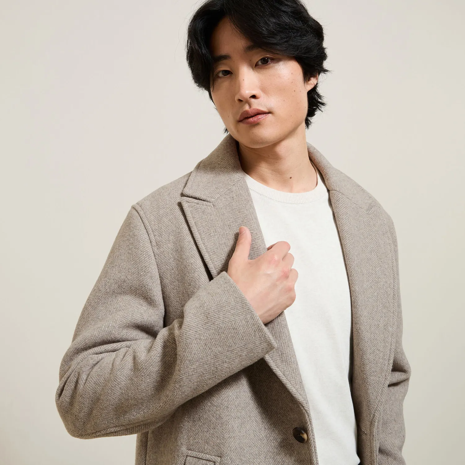 Jules Manteau long chevron col tailleur- Manteau & Blouson