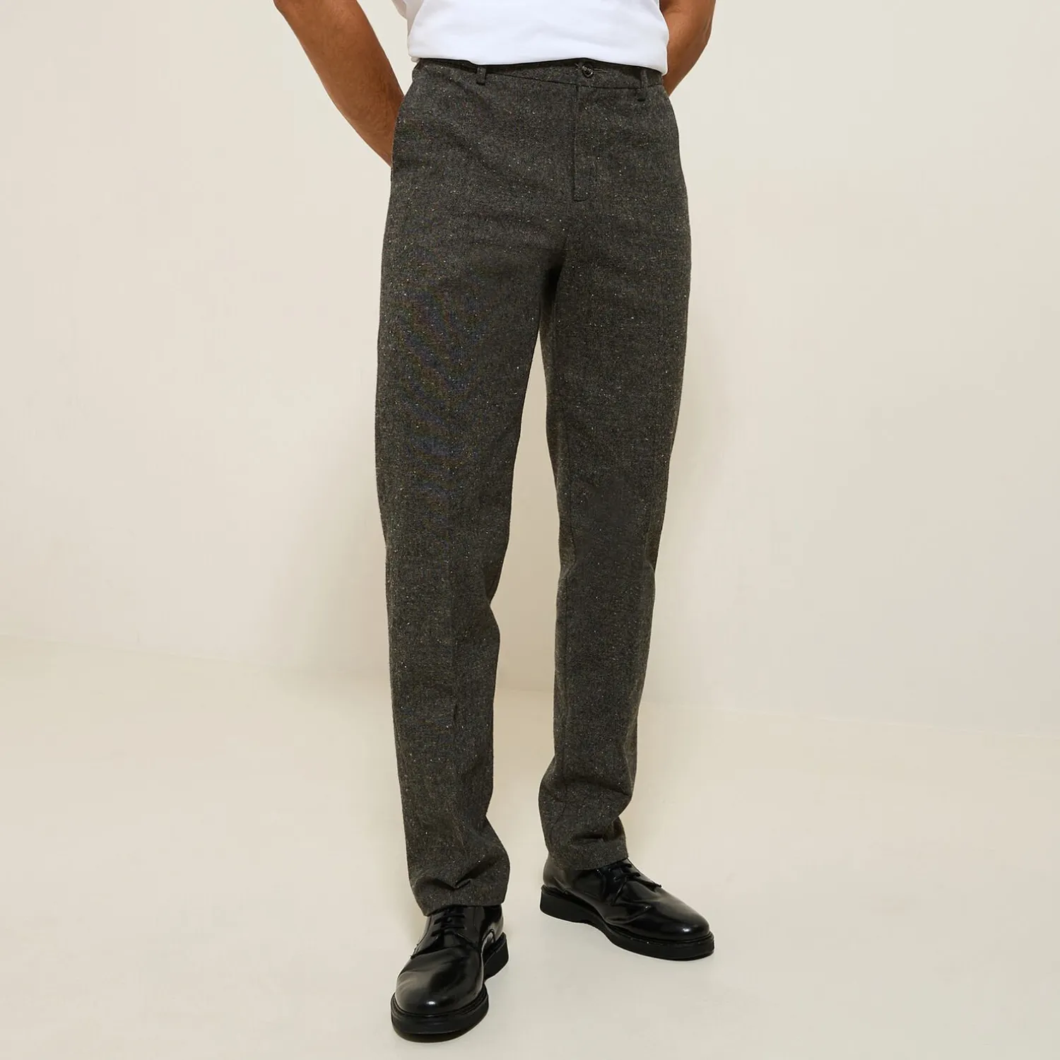 Jules Pantalon chino regular à plis flanelle- Pantalon Chino|Pantalon