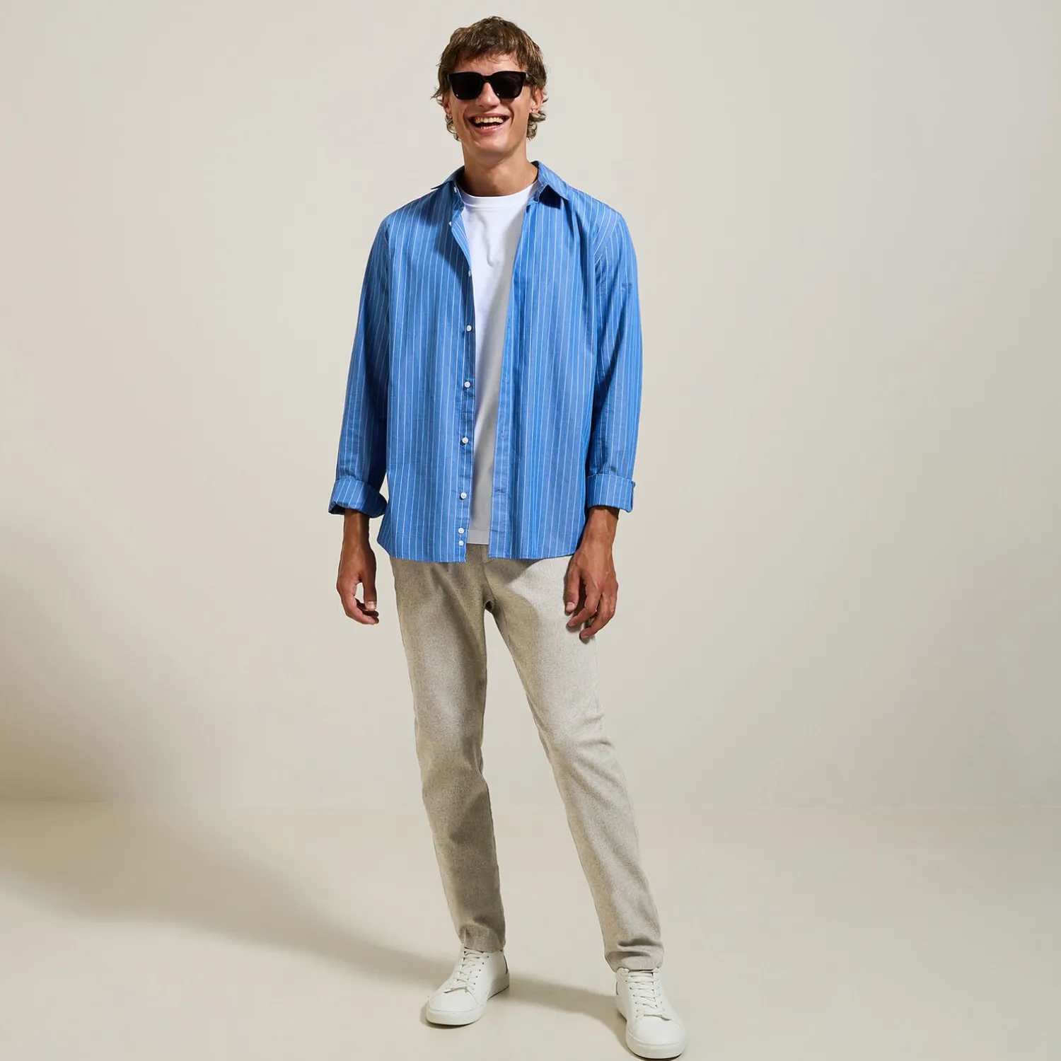 Jules Pantalon chino slim aspect flanelle- Pantalon Chino|Pantalon