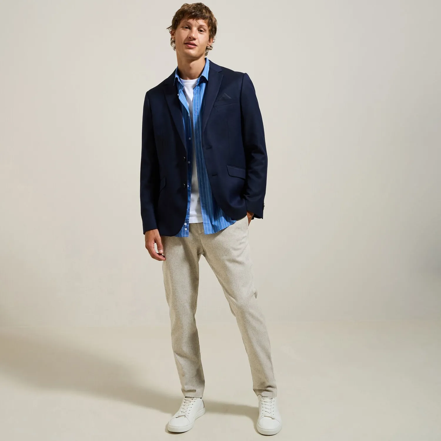 Jules Pantalon chino slim aspect flanelle- Pantalon Chino|Pantalon