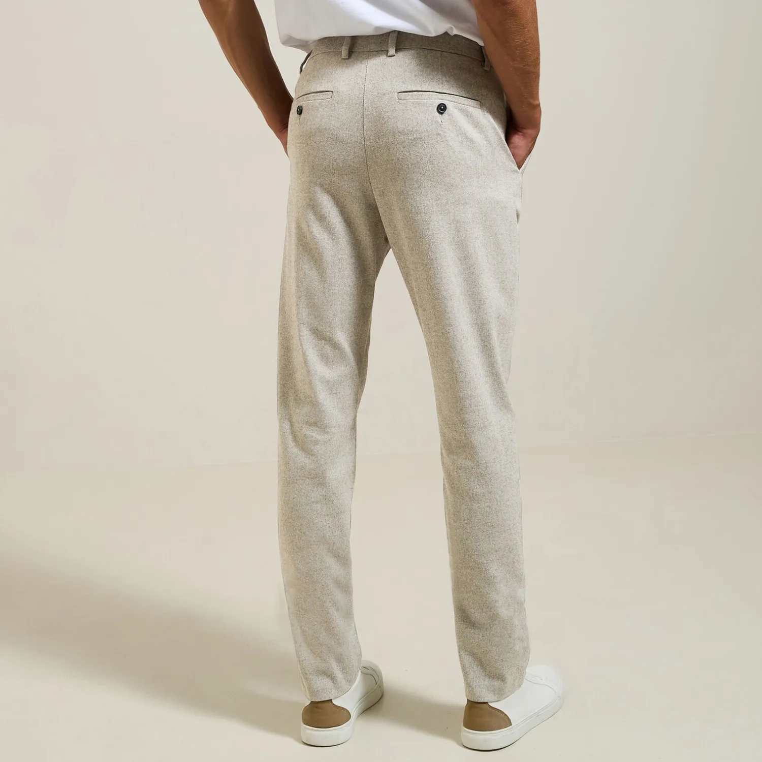 Jules Pantalon chino slim aspect flanelle- Pantalon Chino|Pantalon