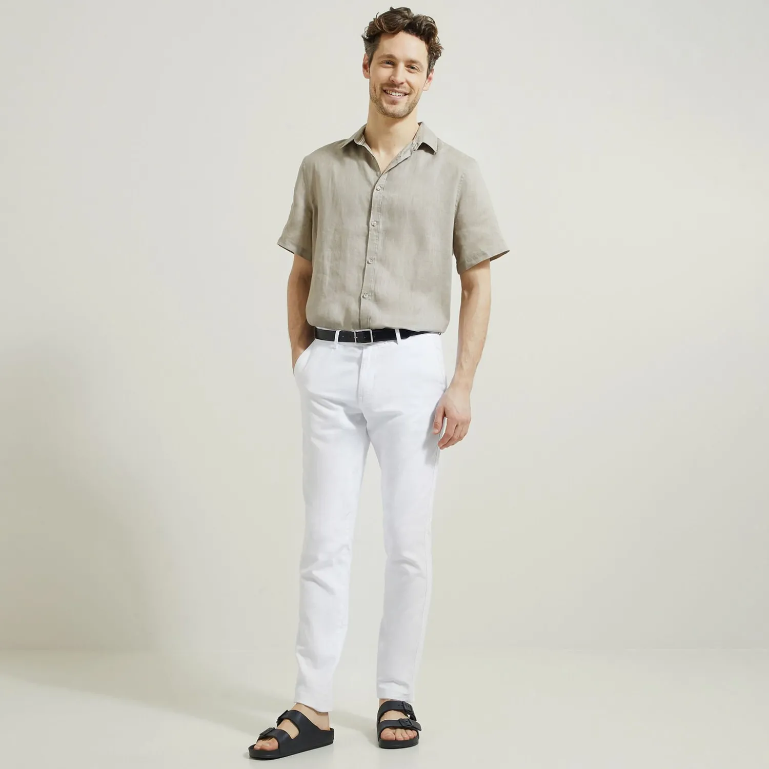 Jules Pantalon slim en coton et lin- Smart Casual|Pantalon Chino