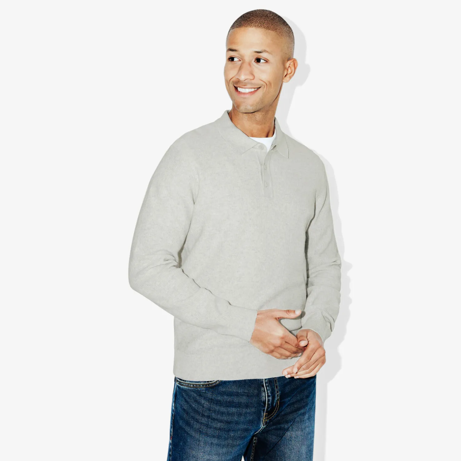 Jules Polo boutonné en maille texturée- Pull