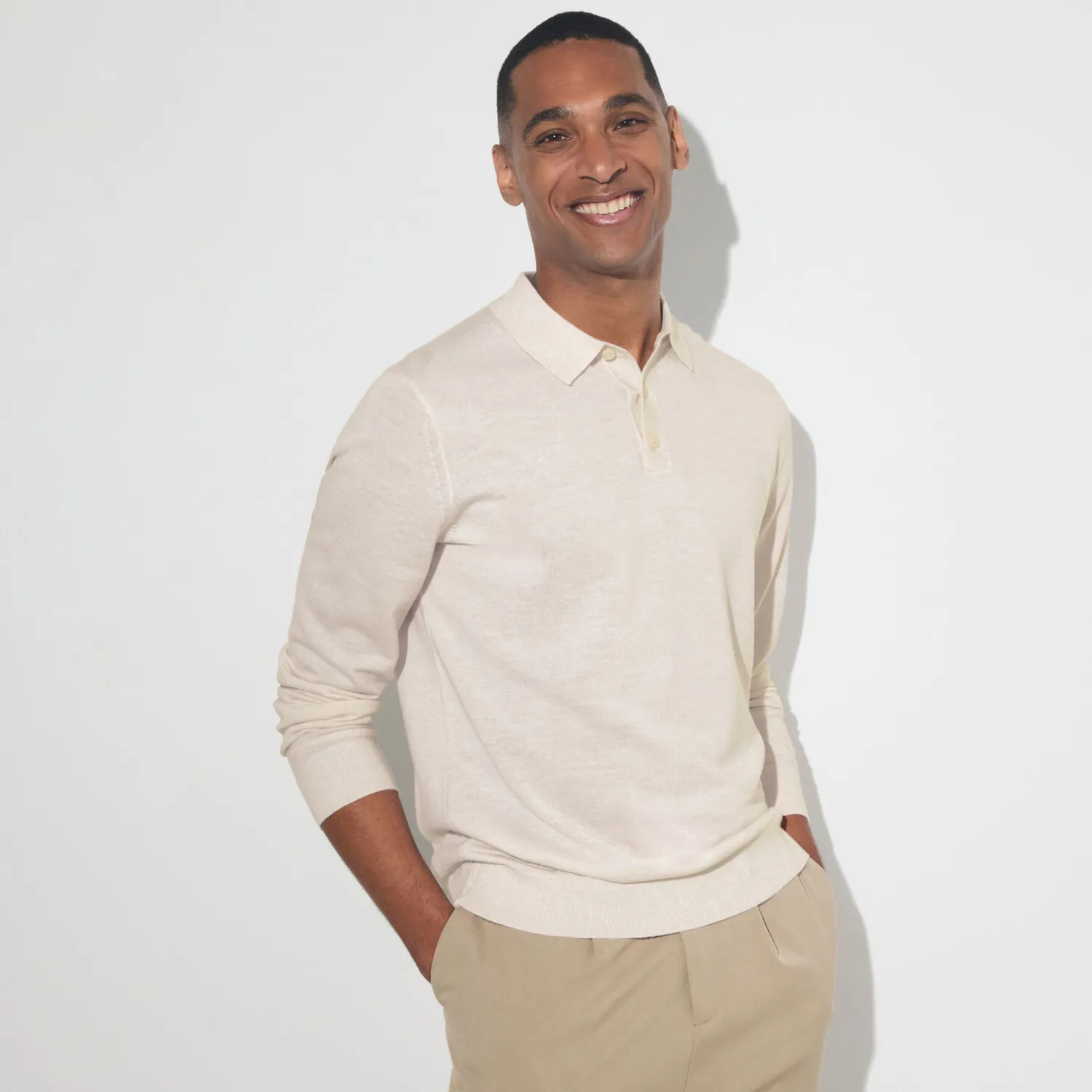 Jules Polo col boutonné en maille en laine de mérinos- Pull