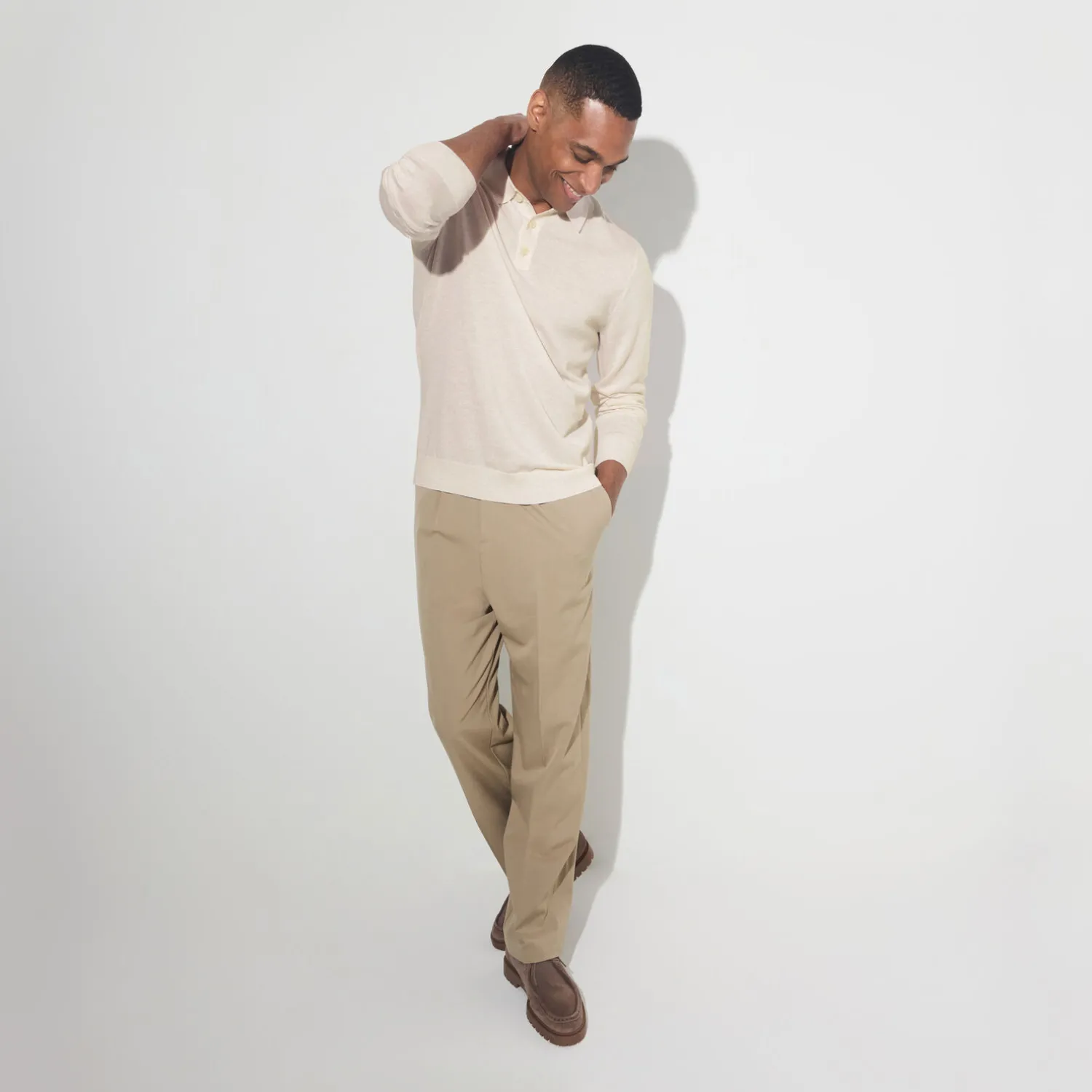 Jules Polo col boutonné en maille en laine de mérinos- Pull