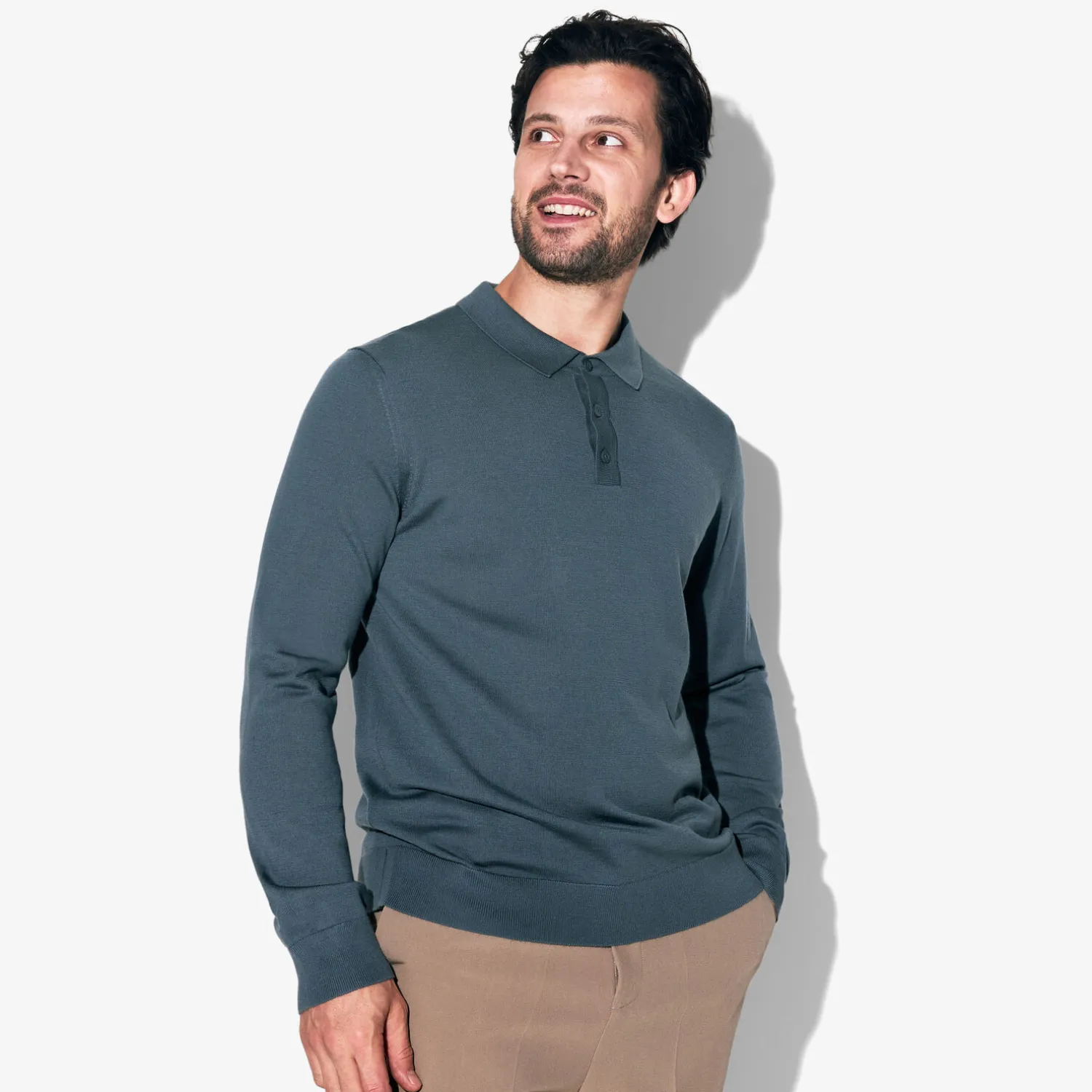 Jules Polo col boutonné en maille en laine de mérinos- Pull
