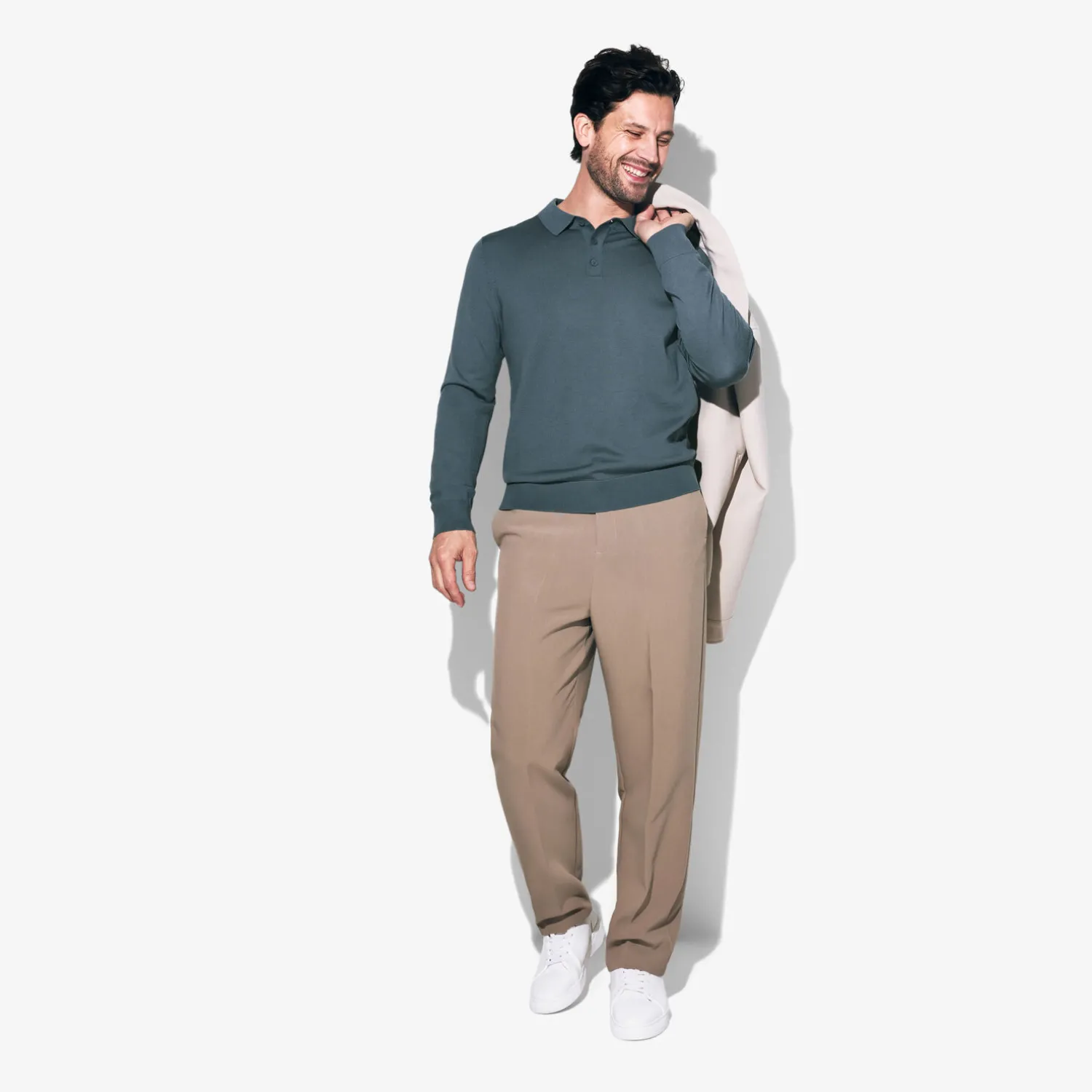 Jules Polo col boutonné en maille en laine de mérinos- Pull