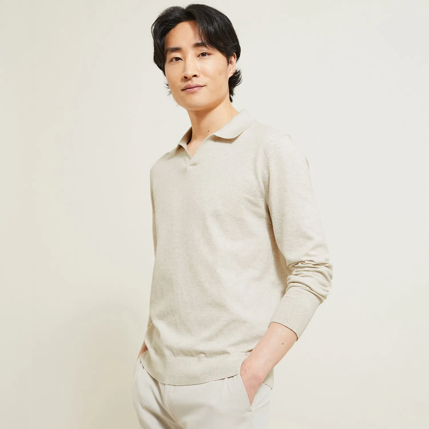 Jules Polo en maille col resort manches longues- Smart Casual|Pull