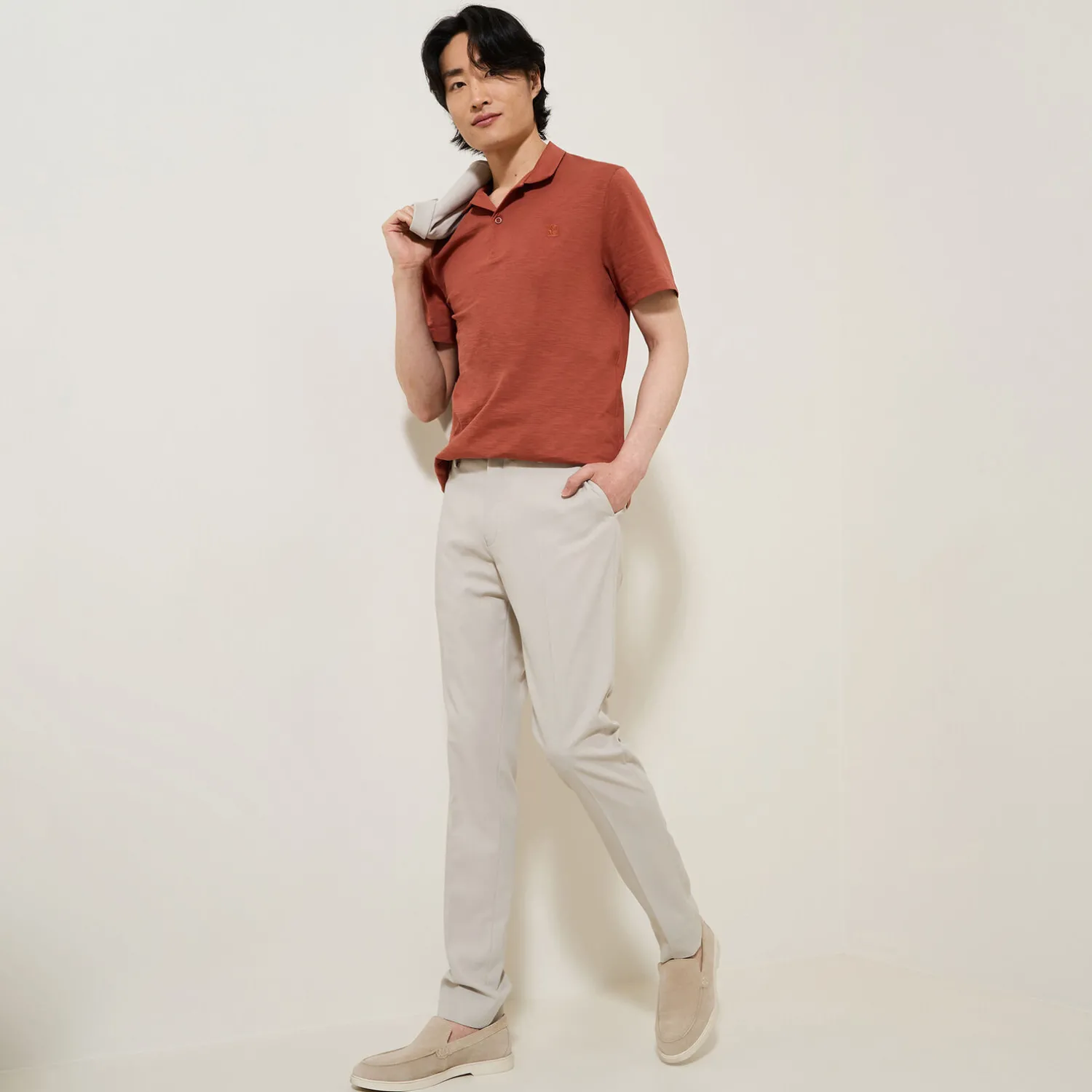 Jules Polo manches courtes broderie poitrine col requin- Polo